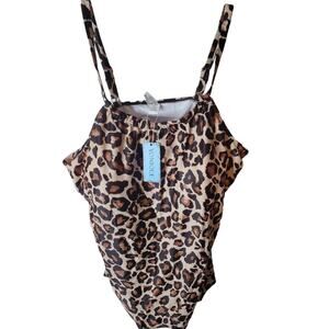 Yonique 20W Leopard Print Tankini Swim Top, NWT